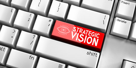 Strategic vision - computer keyboard - 3D illustrationの写真素材