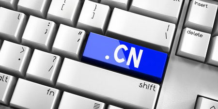 CN domain - computer keyboard - 3D illustrationの写真素材