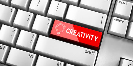 Creativity - computer keyboard - 3D illustration
