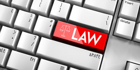 Law - computer keyboard - 3D illustrationの写真素材
