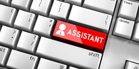 Assistant - computer keyboard - 3D illustration
