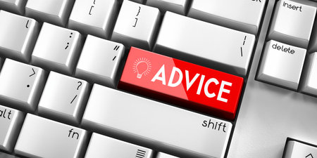 Advice - computer keyboard - 3D illustrationの写真素材