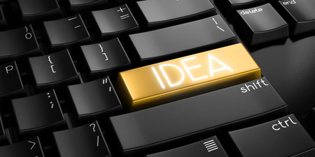 Idea - computer keyboard - 3D illustrationの写真素材