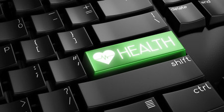 Health - computer keyboard - 3D illustrationの写真素材