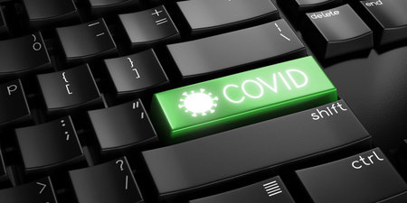 Covid - computer keyboard - 3D illustrationの写真素材