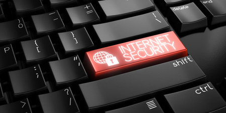Internet security - computer keyboard - 3D illustrationの写真素材