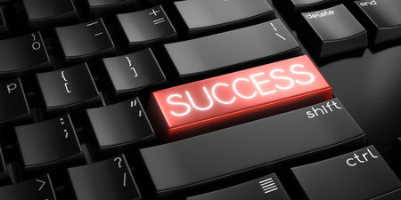 Success - computer keyboard - 3D illustration