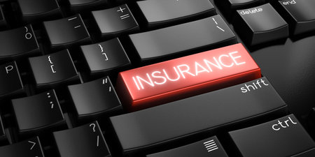 Insurance - computer keyboard - 3D illustration