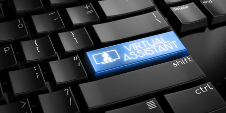 Virtual assistant - computer keyboard - 3D illustrationの写真素材