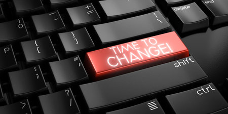 Time to change - computer keyboard - 3D illustration