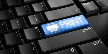 Print - computer keyboard - 3D illustration