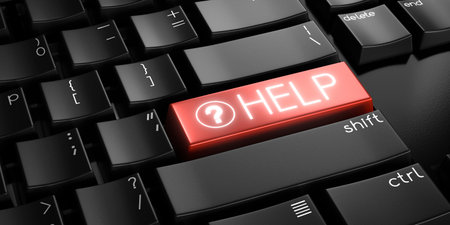 Help - computer keyboard - 3D illustration