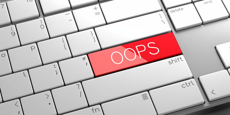 Oops - modern computer keyboard - 3D illustrationの写真素材