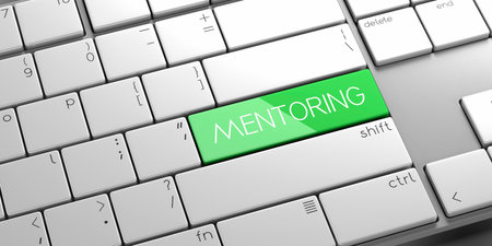 Mentoring - modern computer keyboard - 3D illustrationの写真素材