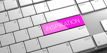 Inspiration - modern computer keyboard - 3D illustrationの写真素材