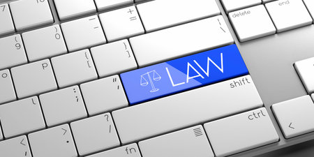 Law - modern computer keyboard - 3D illustrationの写真素材