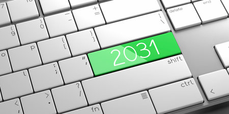 2031 - modern computer keyboard - 3D illustrationの写真素材