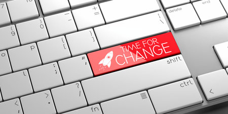 Time for change - modern computer keyboard - 3D illustration