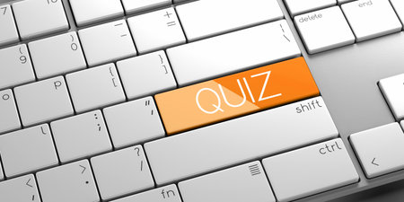 Quiz - modern computer keyboard - 3D illustrationの写真素材
