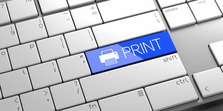 Print - modern computer keyboard - 3D illustration
