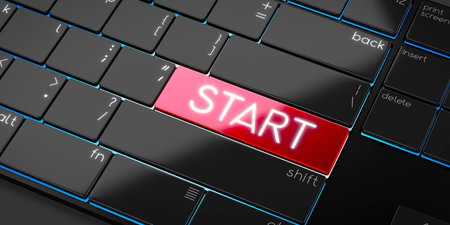 Start - modern computer keyboard - 3D illustration