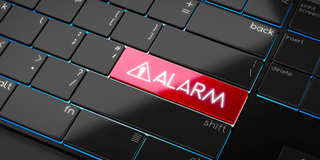 Alarm - modern computer keyboard - 3D illustrationの写真素材