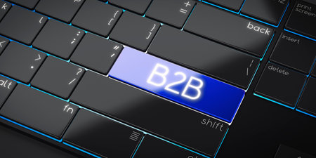 B2B, business to business - modern computer keyboard - 3D illustrationの写真素材