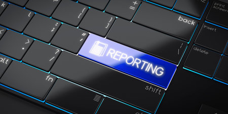 Reporting - modern computer keyboard - 3D illustration