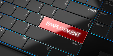 Employment - modern computer keyboard - 3D illustration