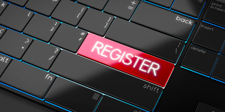 Register - modern computer keyboard - 3D illustration