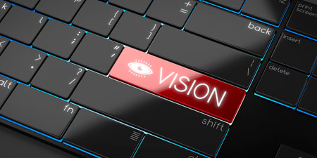 Vision - modern computer keyboard - 3D illustrationの写真素材