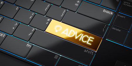Advice - modern computer keyboard - 3D illustration