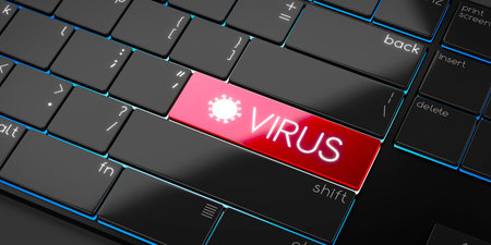 Virus - modern computer keyboard - 3D illustrationの写真素材