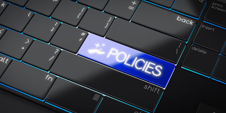 Policies - modern computer keyboard - 3D illustrationの写真素材