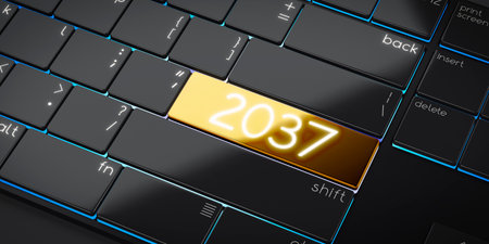 2037 - modern computer keyboard - 3D illustration
