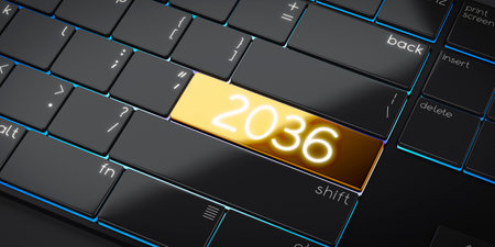 2036 - modern computer keyboard - 3D illustrationの写真素材