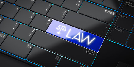 Law - modern computer keyboard - 3D illustrationの写真素材