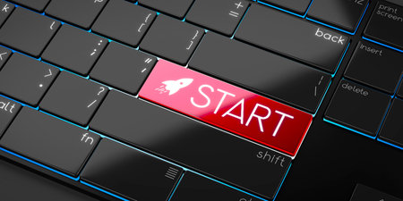 Start - modern computer keyboard - 3D illustration