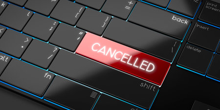 Cancelled - modern computer keyboard - 3D illustrationの写真素材