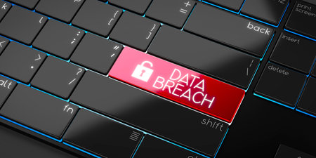 Data breach - modern computer keyboard - 3D illustrationの写真素材