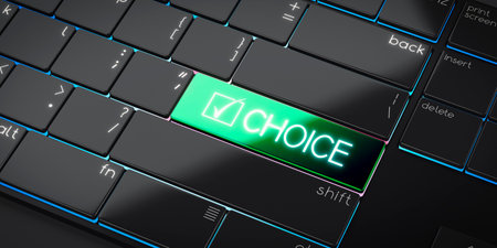 Choice - modern computer keyboard - 3D illustrationの写真素材