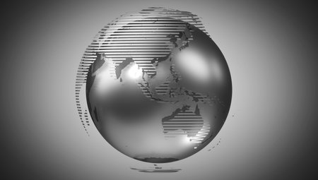 Geometrical world map, Asia and Australia side - 3D illustrationの写真素材