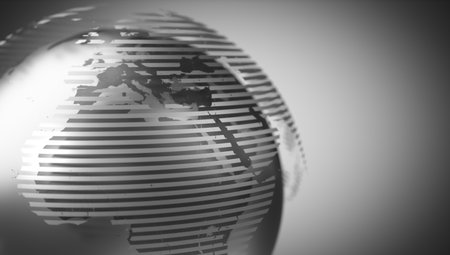 Geometrical world map, Europe and Africa side - 3D illustrationの写真素材