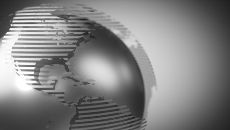 Geometrical world map, America side - 3D illustrationの写真素材