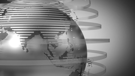 Geometrical world map, Asia side - 3D illustrationの写真素材