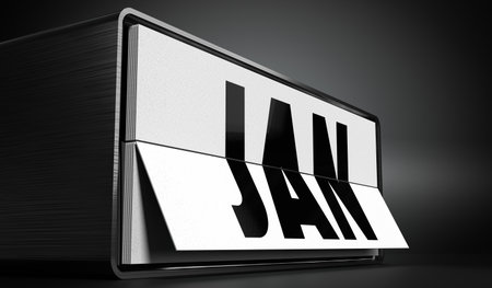 January - table calendar - 3D illustrationの写真素材