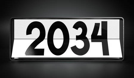 2034 - table calendar - 3D illustrationの写真素材
