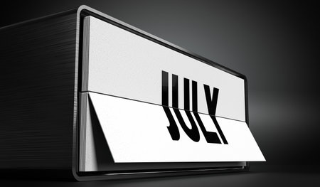 July - table calendar - 3D illustrationの写真素材