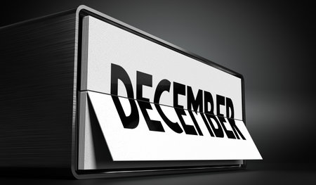 December - table calendar - 3D illustrationの写真素材