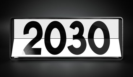 2030 - table calendar - 3D illustrationの写真素材